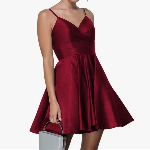 Amazon Dresses & Skirts - Elegant Burgundy Spaghetti Strap Dress